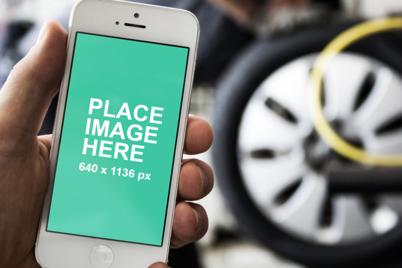 iPhone at car repair shop