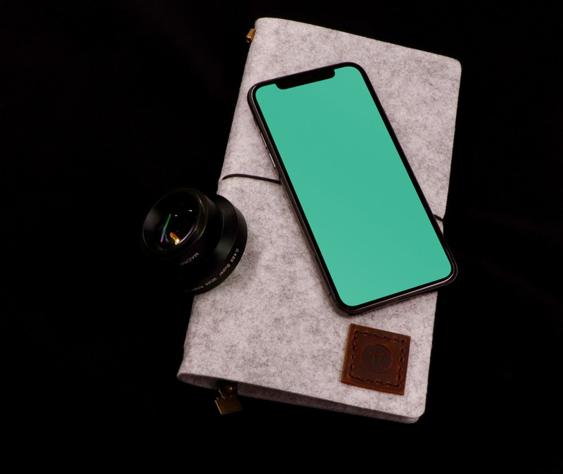 iPhone X on notebook