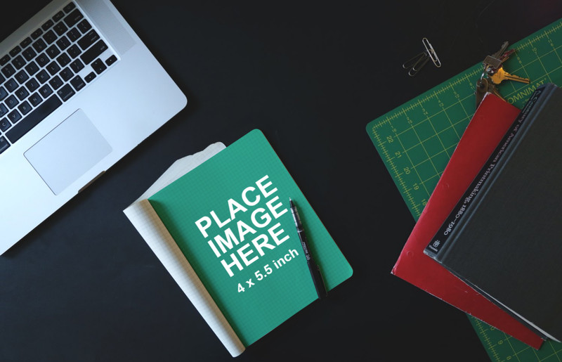 Notebook on table