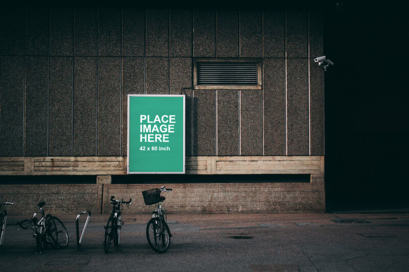 Large outdoor poster on wall