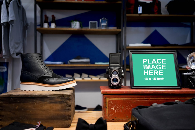 Small black frame in store