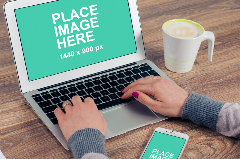 Woman using Macbook Air