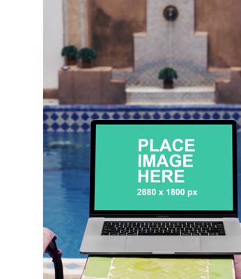 MacBook Pro at pool