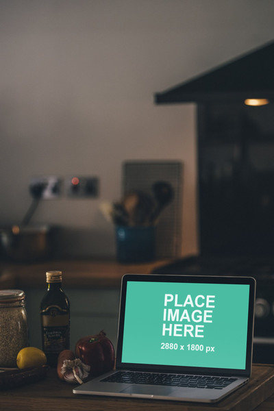 MacBook Pro on kitchen bench