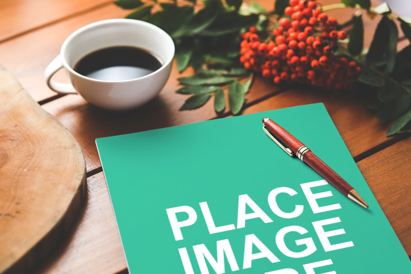 Paper mockup with pen