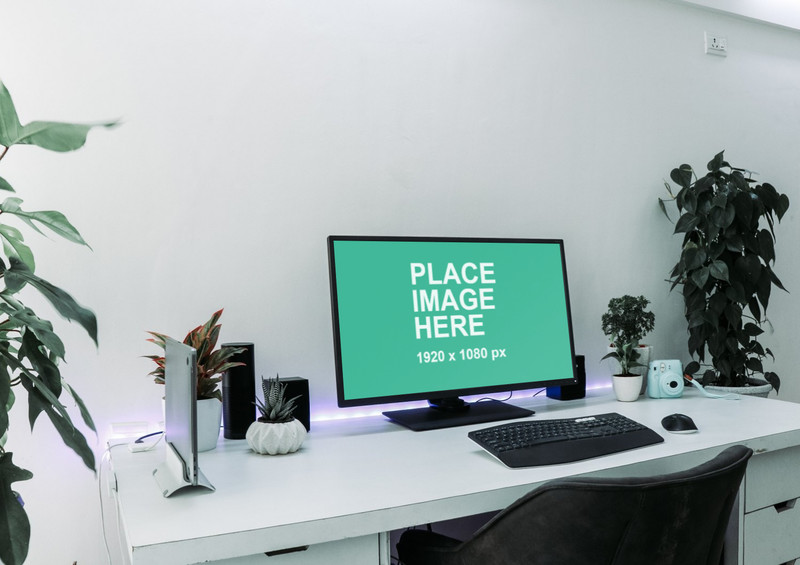 PC on white desk