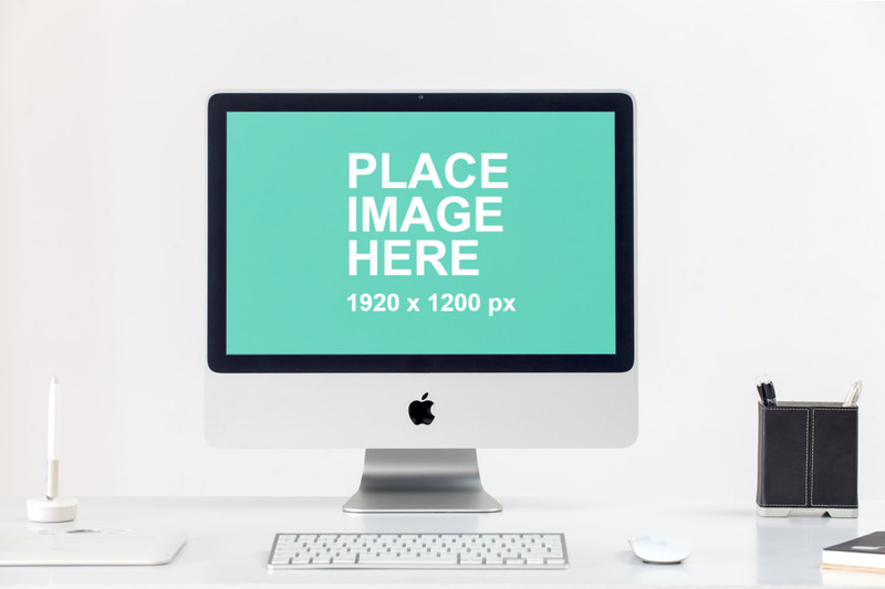 Small Apple iMac in office