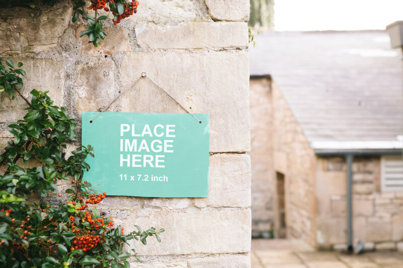 Small black hanging sign