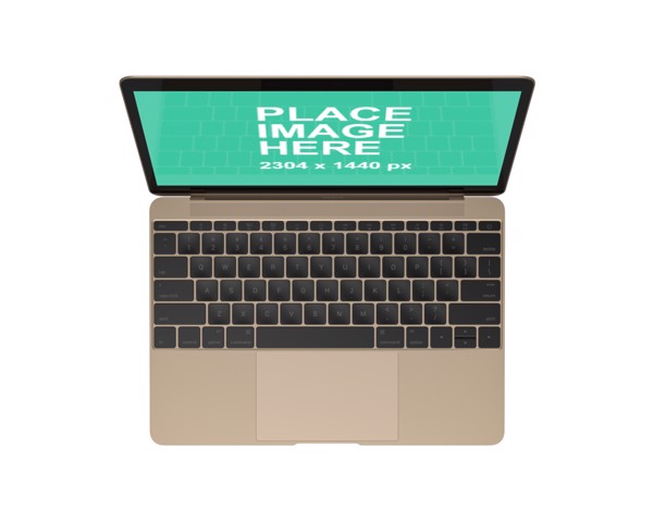 Top view mockup of Gold MacBook