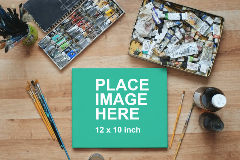 Top view of art canvas