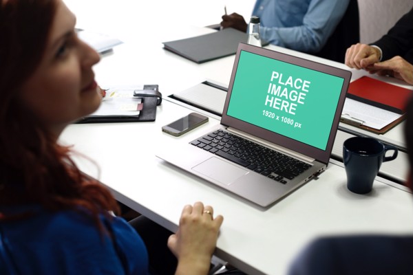 Woman using PC laptop