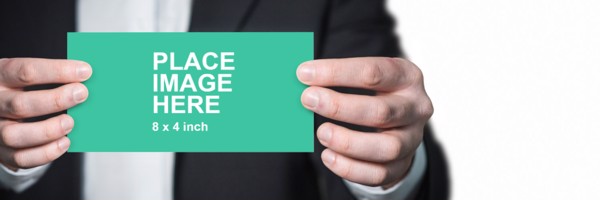 Man holding long business card