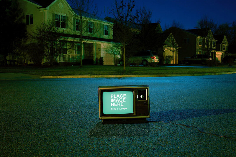 Vintage TV on road