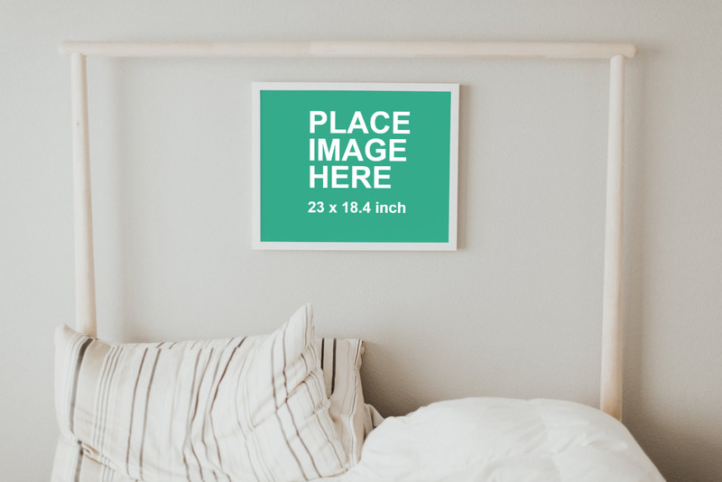 White frame above bed