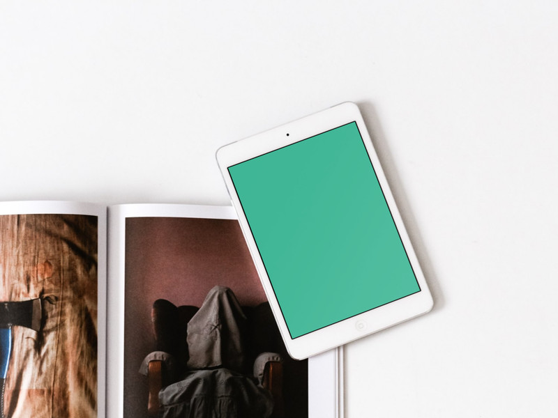 White iPad on desk