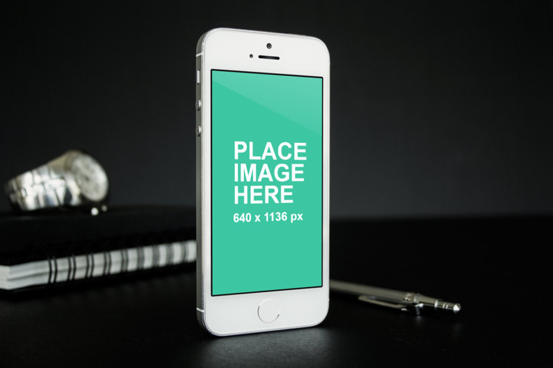 White iPhone 5 in office