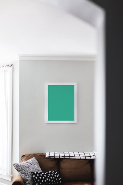 White picture frame on wall