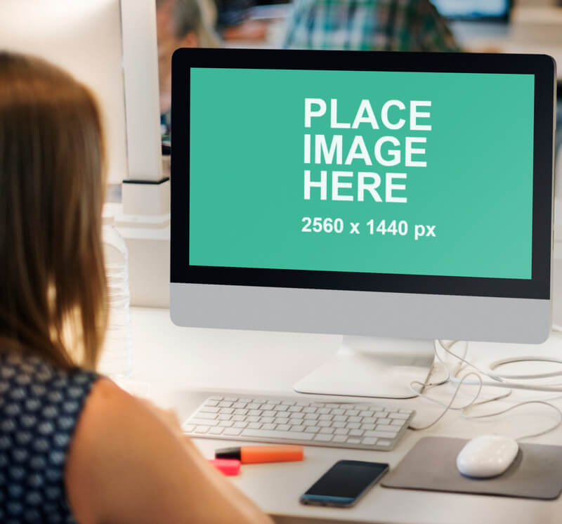 Woman on iMac