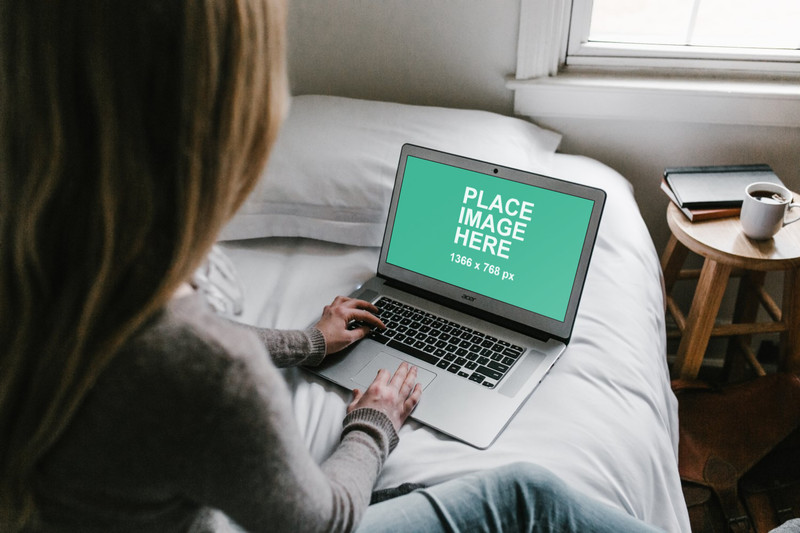 Woman using Acer laptop