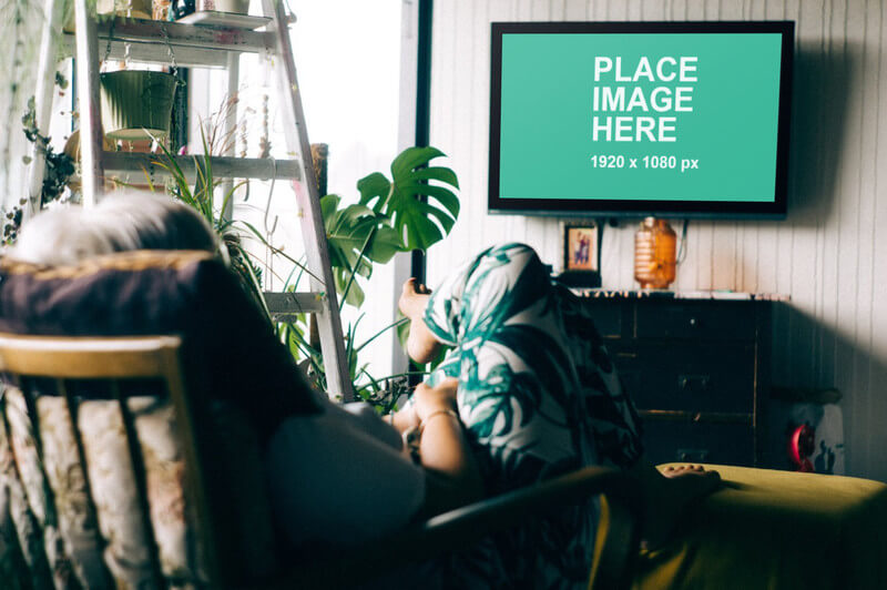 Woman watching TV
