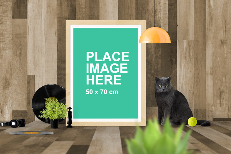 Wooden frame with cat
